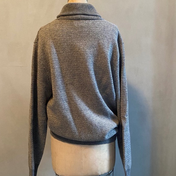 J. Crew Gray Lambswool Shawl Collar Sweater, Size L - Picture 2 of 7